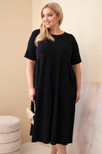 Sukienka damska bawełniana Plus Size z krótkim rękawem i falbaną Felice