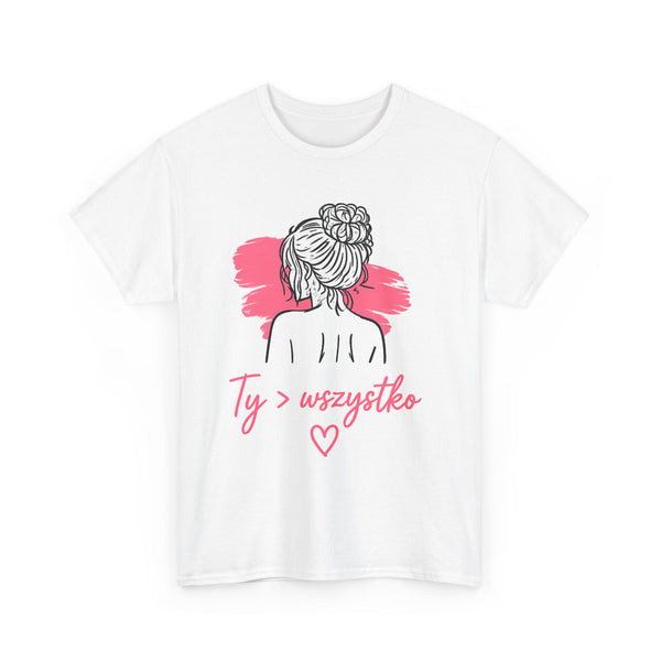 T-shirt damski bawełniany z grafiką Ty > wszystko Bellezza
