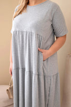 Sukienka damska bawełniana Plus Size z krótkim rękawem i falbaną Felice