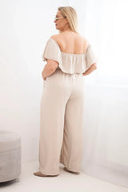 Kombinezon damski plus size z falbaną i krótkim rękawem Passione
