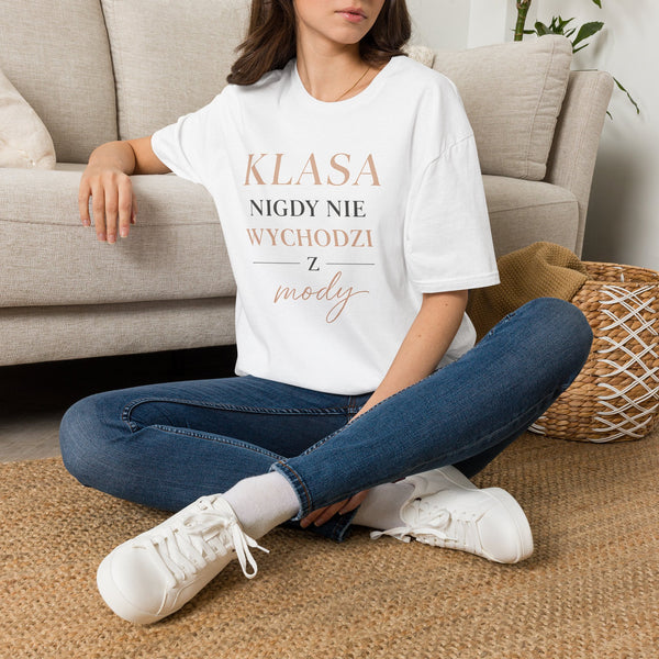 T-shirt damski bawełniany z minimalistycznym napisem Élégance