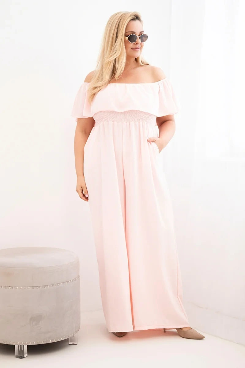 Kombinezon damski plus size z falbaną i krótkim rękawem Passione