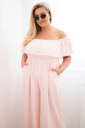 Kombinezon damski plus size z falbaną i krótkim rękawem Passione