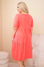Sukienka damska bawełniana Plus Size z krótkim rękawem i falbaną Felice