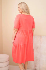 Sukienka damska bawełniana Plus Size z krótkim rękawem i falbaną Felice