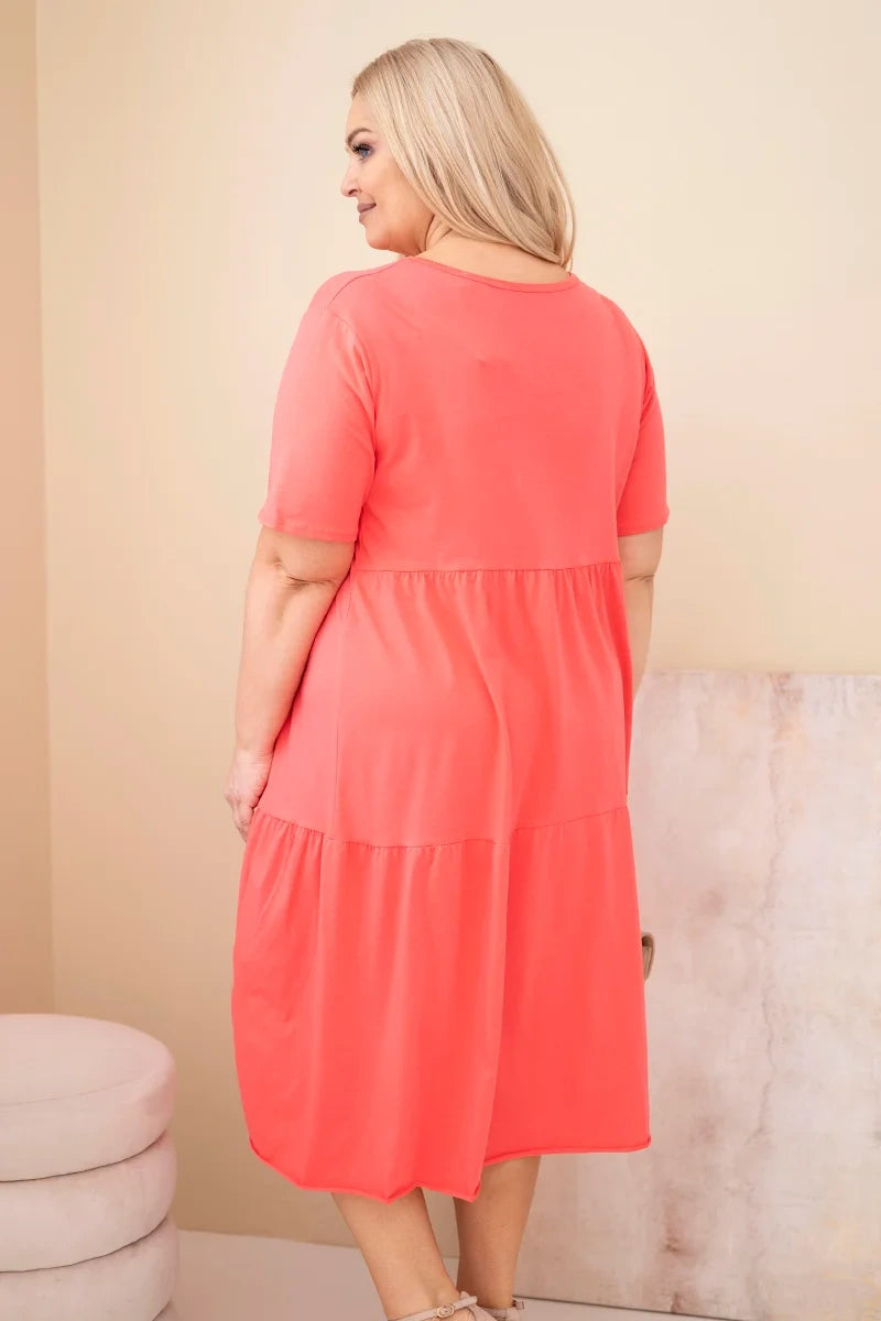 Sukienka damska bawełniana Plus Size z krótkim rękawem i falbaną Felice