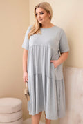 Sukienka damska bawełniana Plus Size z krótkim rękawem i falbaną Felice
