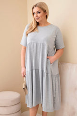 Sukienka damska bawełniana Plus Size z krótkim rękawem i falbaną Felice