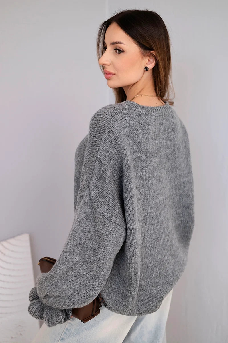 damskie beżowy sweter moher wełna luźny fason uniwersalny