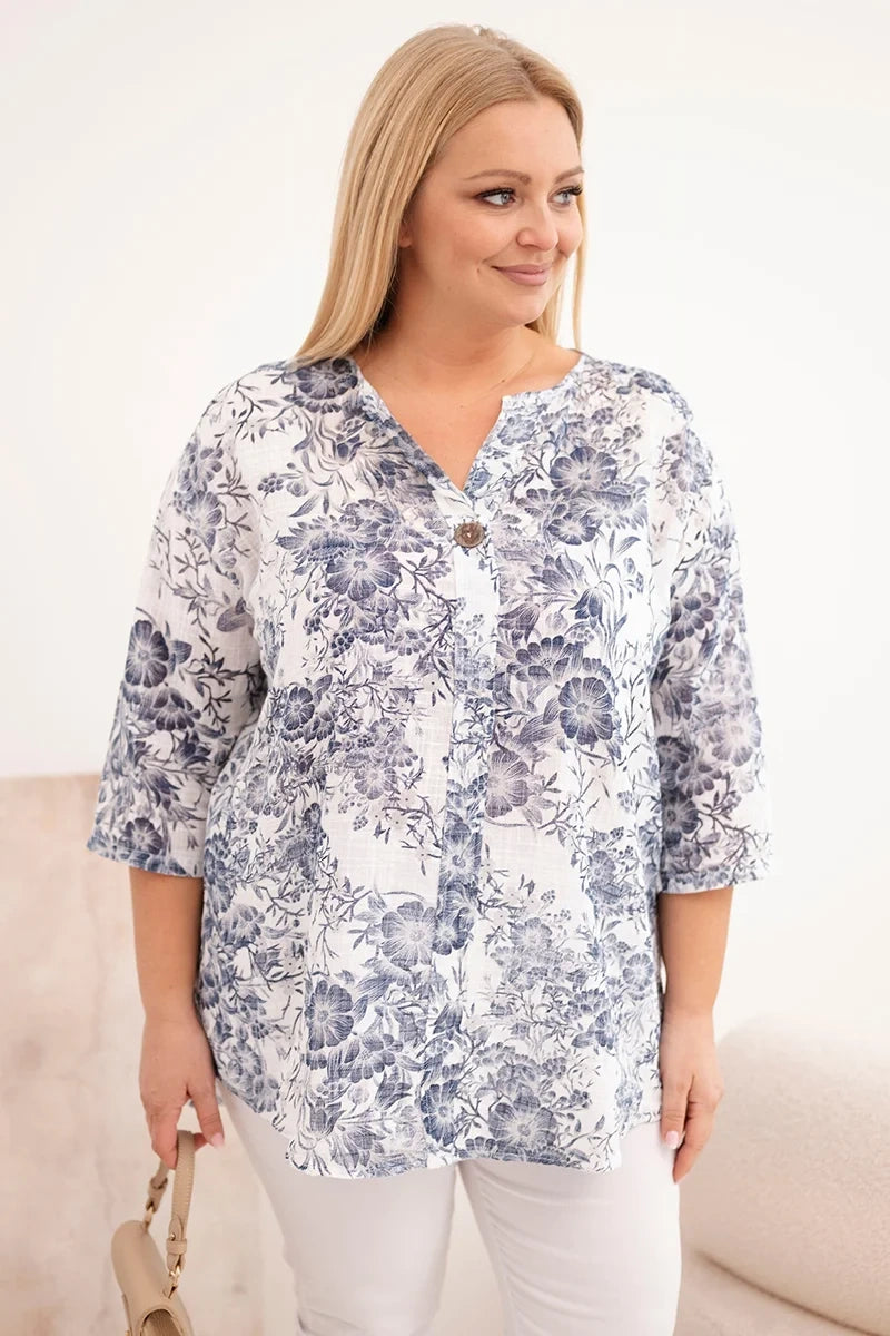 Bluzka damska bawełniana Plus Size z krótkim rękawem Gioia