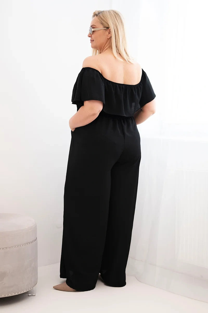 Kombinezon damski plus size z falbaną i krótkim rękawem Passione