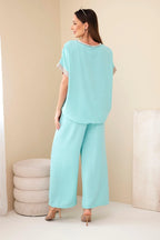 Komplet damski wiskozowy ze złotym obszyciem Topaze