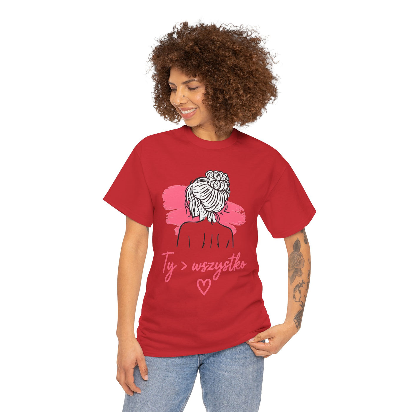 T-shirt damski bawełniany z grafiką Ty > wszystko Bellezza