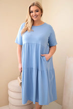 Sukienka damska bawełniana Plus Size z krótkim rękawem i falbaną Felice
