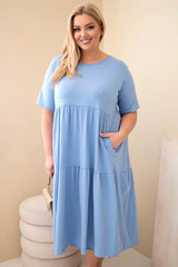 Sukienka damska bawełniana Plus Size z krótkim rękawem i falbaną Felice