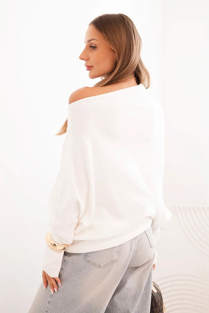 damskie sweter wiskozowy asymetryczny nietoperz czekoladowy