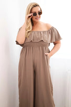 Kombinezon damski plus size z falbaną i krótkim rękawem Passione