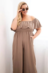 Kombinezon damski plus size z falbaną i krótkim rękawem Passione