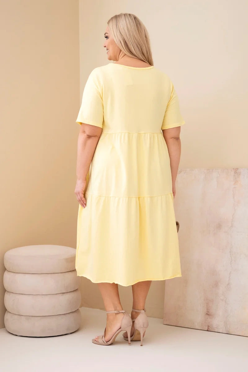 Sukienka damska bawełniana Plus Size z krótkim rękawem i falbaną Felice