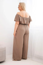 Kombinezon damski plus size z falbaną i krótkim rękawem Passione