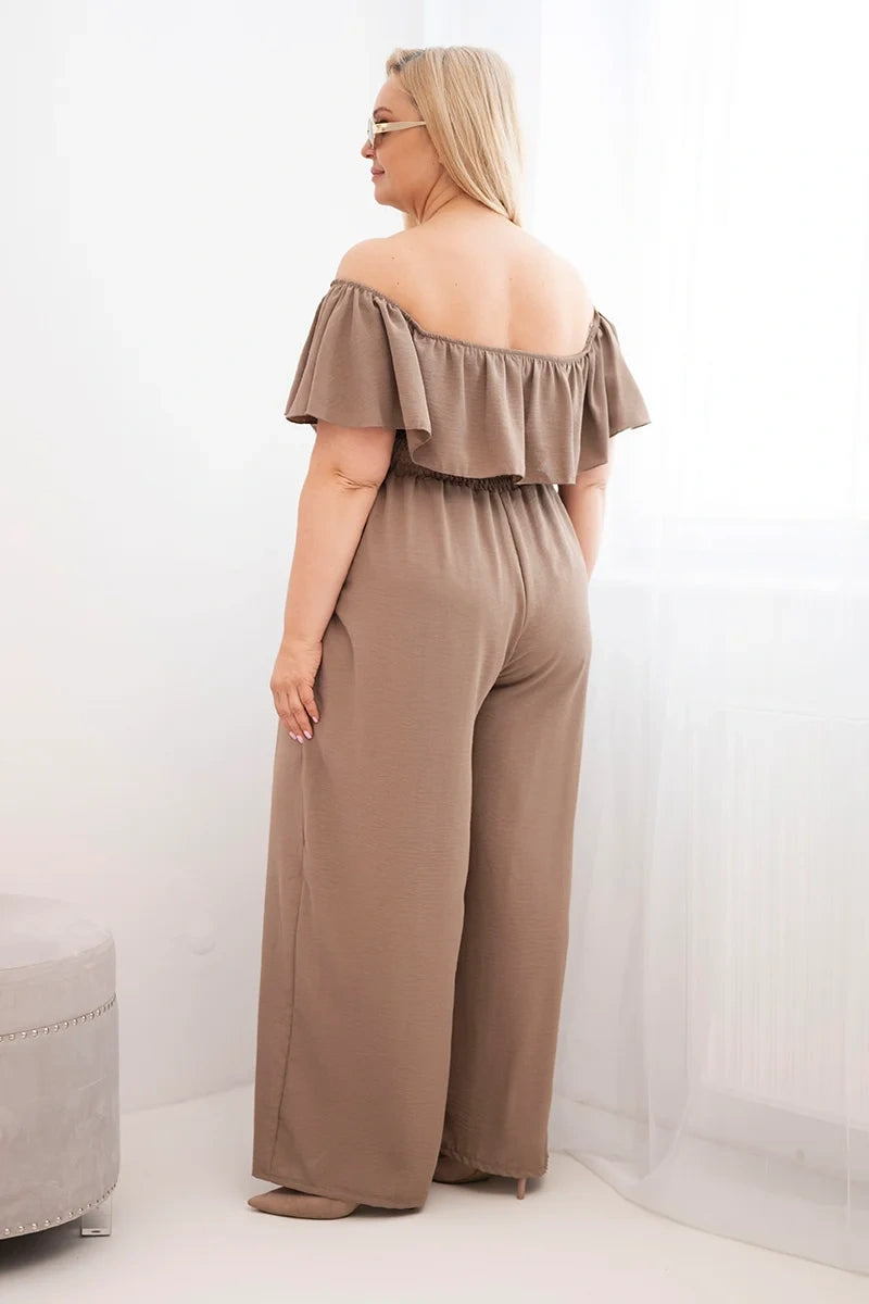Kombinezon damski plus size z falbaną i krótkim rękawem Passione