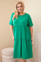 Sukienka damska bawełniana Plus Size z krótkim rękawem i falbaną Felice