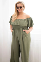 Kombinezon damski plus size z falbaną i krótkim rękawem Passione