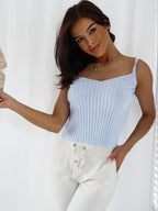 Top sweterkowy damski w prążek crop Rubis