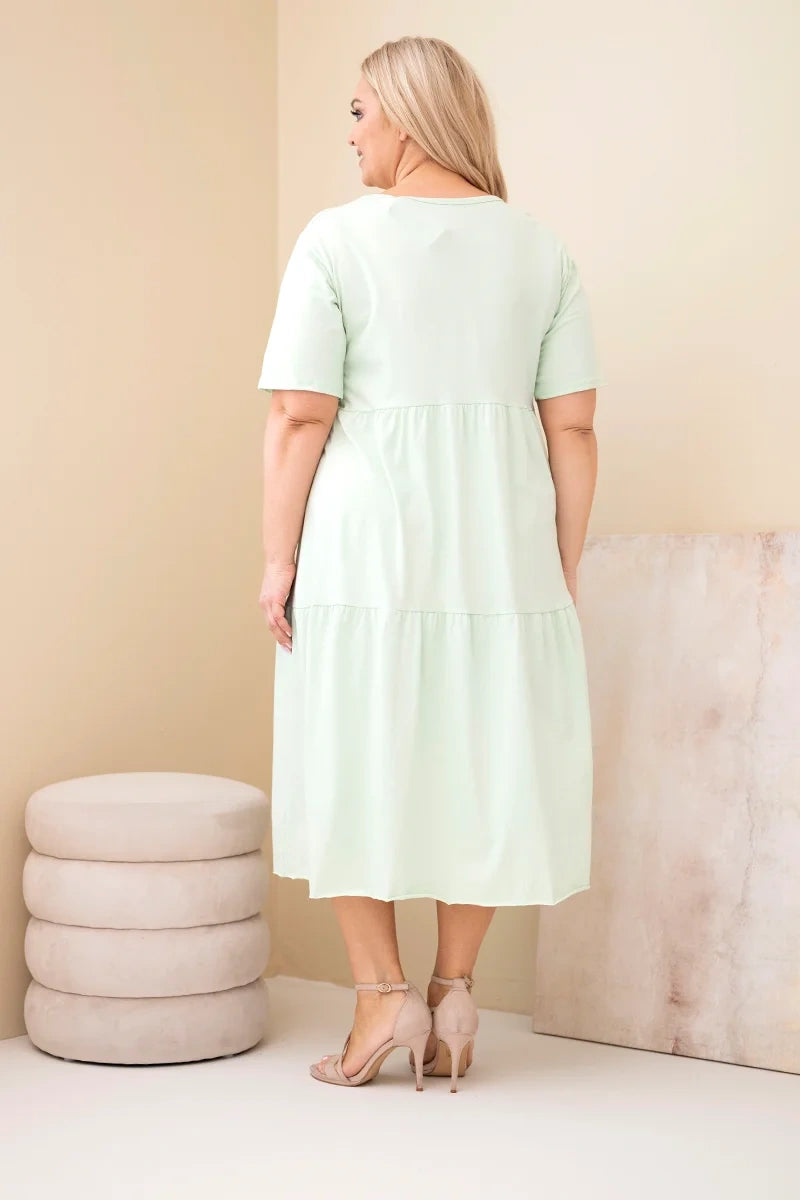 Sukienka damska bawełniana Plus Size z krótkim rękawem i falbaną Felice