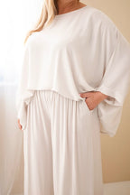 Komplet damski wiskozowy plus size z szerokimi spodniami Tenera