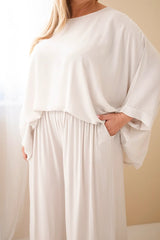 Komplet damski wiskozowy plus size z szerokimi spodniami Tenera