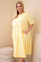 Sukienka damska bawełniana Plus Size z krótkim rękawem i falbaną Felice
