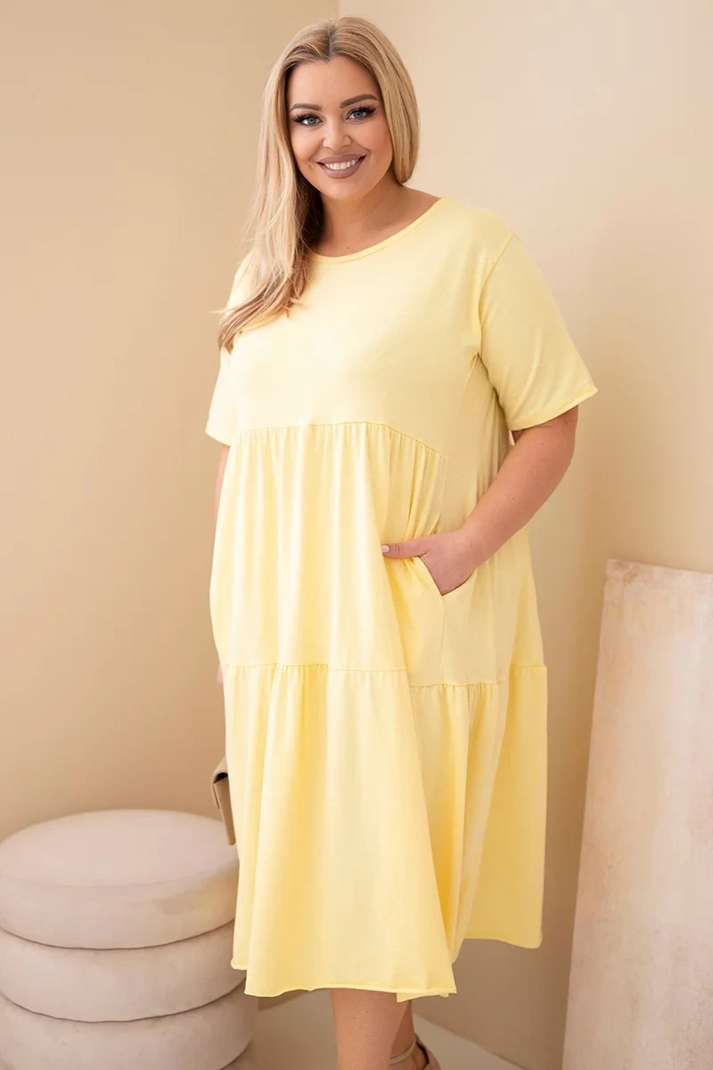 Sukienka damska bawełniana Plus Size z krótkim rękawem i falbaną Felice