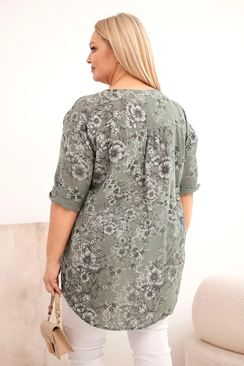 Bluzka damska bawełniana Plus Size z krótkim rękawem Gioia
