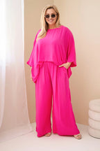 Komplet damski wiskozowy plus size z szerokimi spodniami Tenera