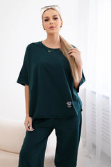 Dámský bavlněný komplet halenka + kalhoty Ivoire