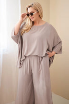 Komplet damski wiskozowy plus size z szerokimi spodniami Tenera