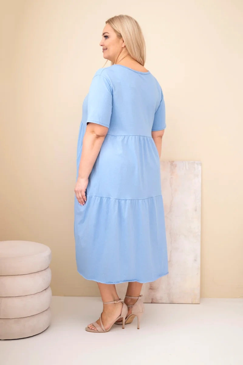 Sukienka damska bawełniana Plus Size z krótkim rękawem i falbaną Felice