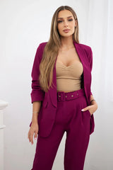 Dámský elegantní polyesterový komplet sako a kalhoty Grâce
