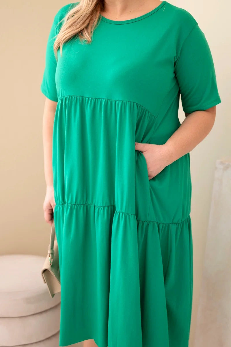 Sukienka damska bawełniana Plus Size z krótkim rękawem i falbaną Felice