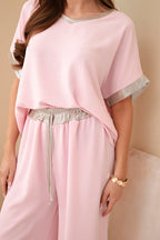 Komplet damski wiskozowy ze złotym obszyciem Topaze