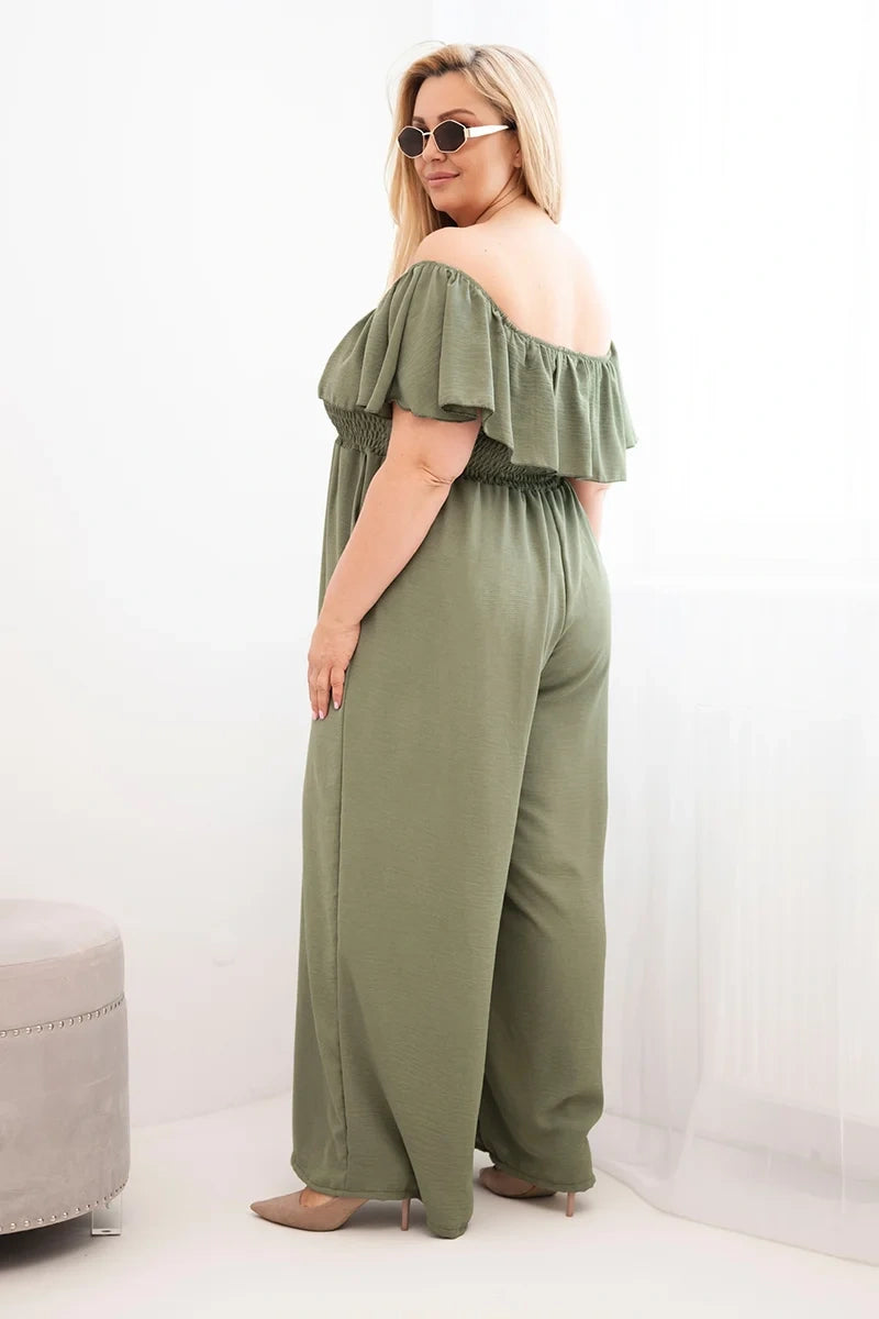 Kombinezon damski plus size z falbaną i krótkim rękawem Passione