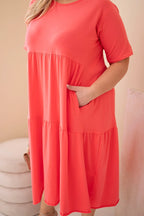 Sukienka damska bawełniana Plus Size z krótkim rękawem i falbaną Felice