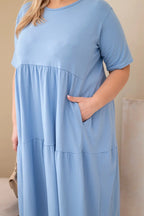 Sukienka damska bawełniana Plus Size z krótkim rękawem i falbaną Felice