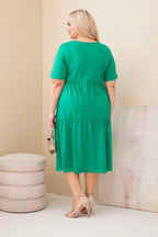 Sukienka damska bawełniana Plus Size z krótkim rękawem i falbaną Felice