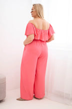Kombinezon damski plus size z falbaną i krótkim rękawem Passione