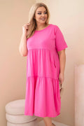 Dámské bavlněné šaty Plus Size s krátkým rukávem a volány Felice