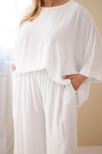 Komplet damski wiskozowy plus size z szerokimi spodniami Tenera