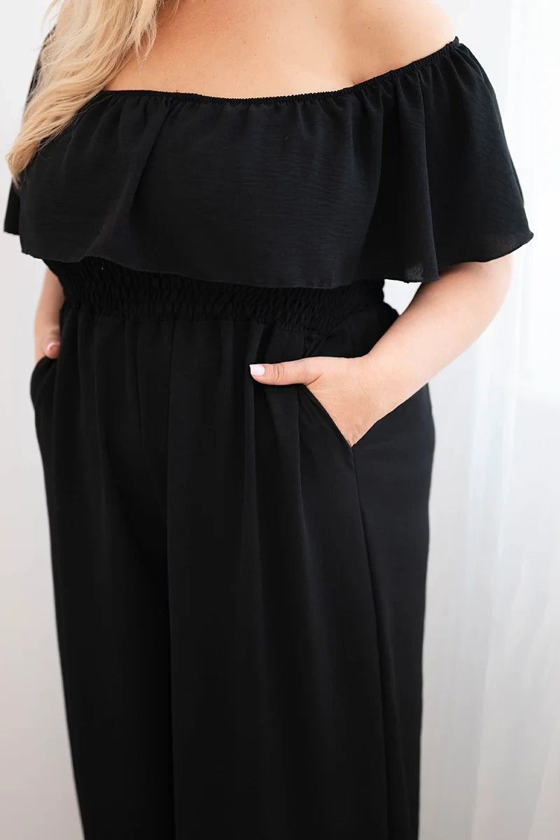 Kombinezon damski plus size z falbaną i krótkim rękawem Passione