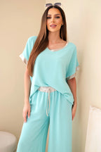 Komplet damski wiskozowy ze złotym obszyciem Topaze